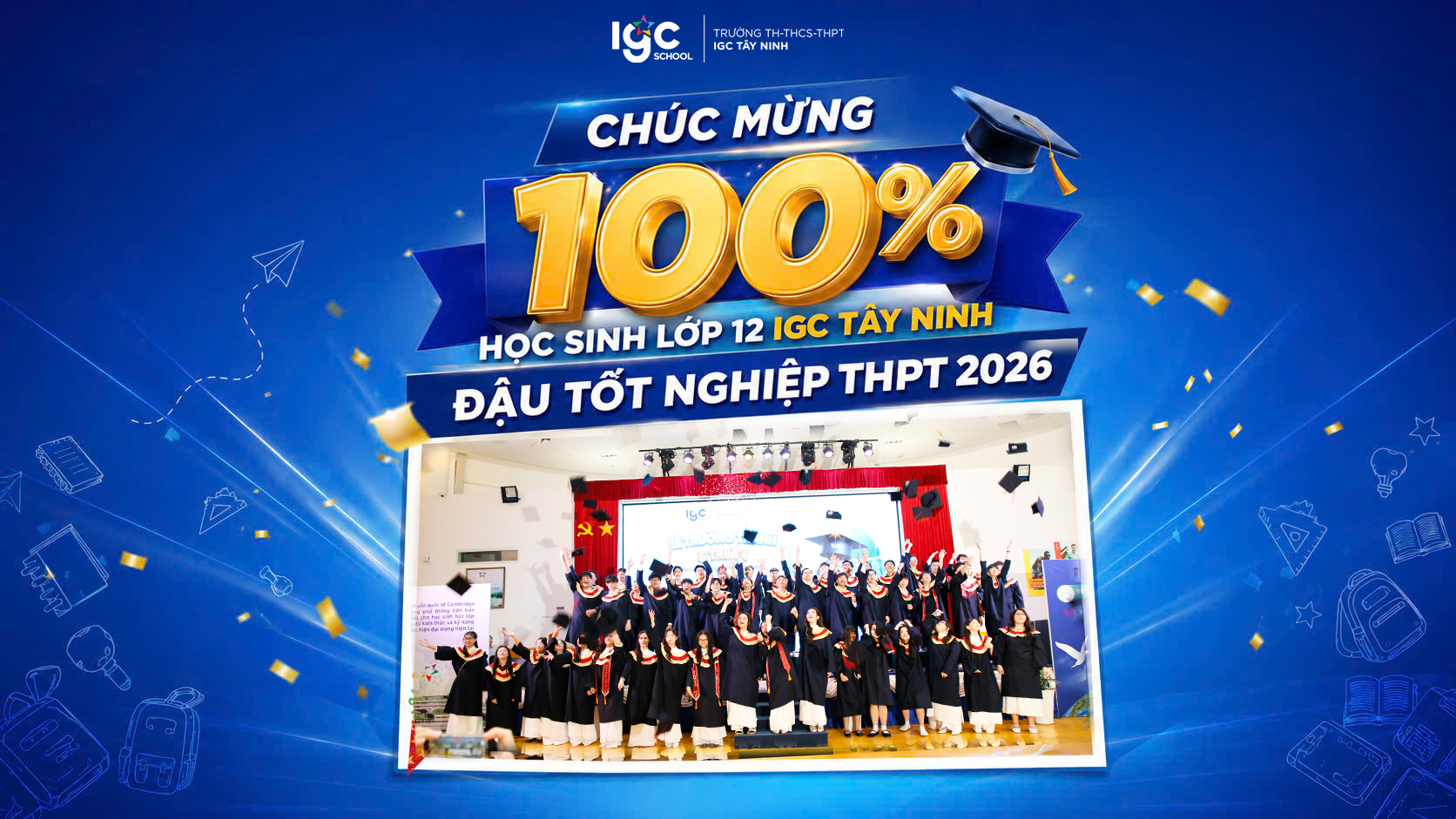 CHÚC MỪNG 100% HỌC SINH LỚP 12 IGC TÂY NINH ĐẬU TỐT NGHIỆP THPT 2026