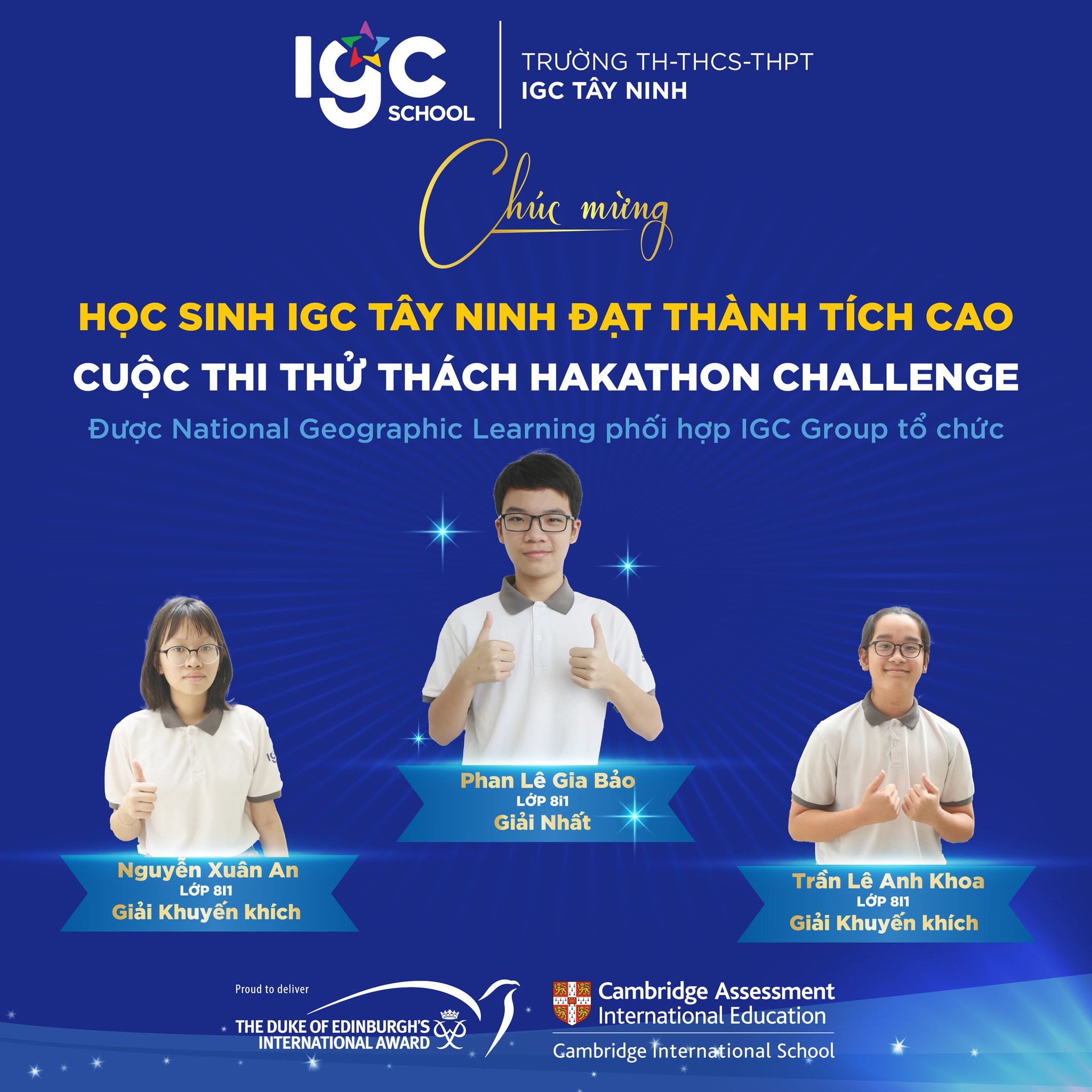 VINH DANH TÀI NĂNG HACKATHON – KHẲNG ĐỊNH BẢN LĨNH HỌC SINH IGC TÂY NINH TRÊN ĐẤU TRƯỜNG QUỐC TẾ