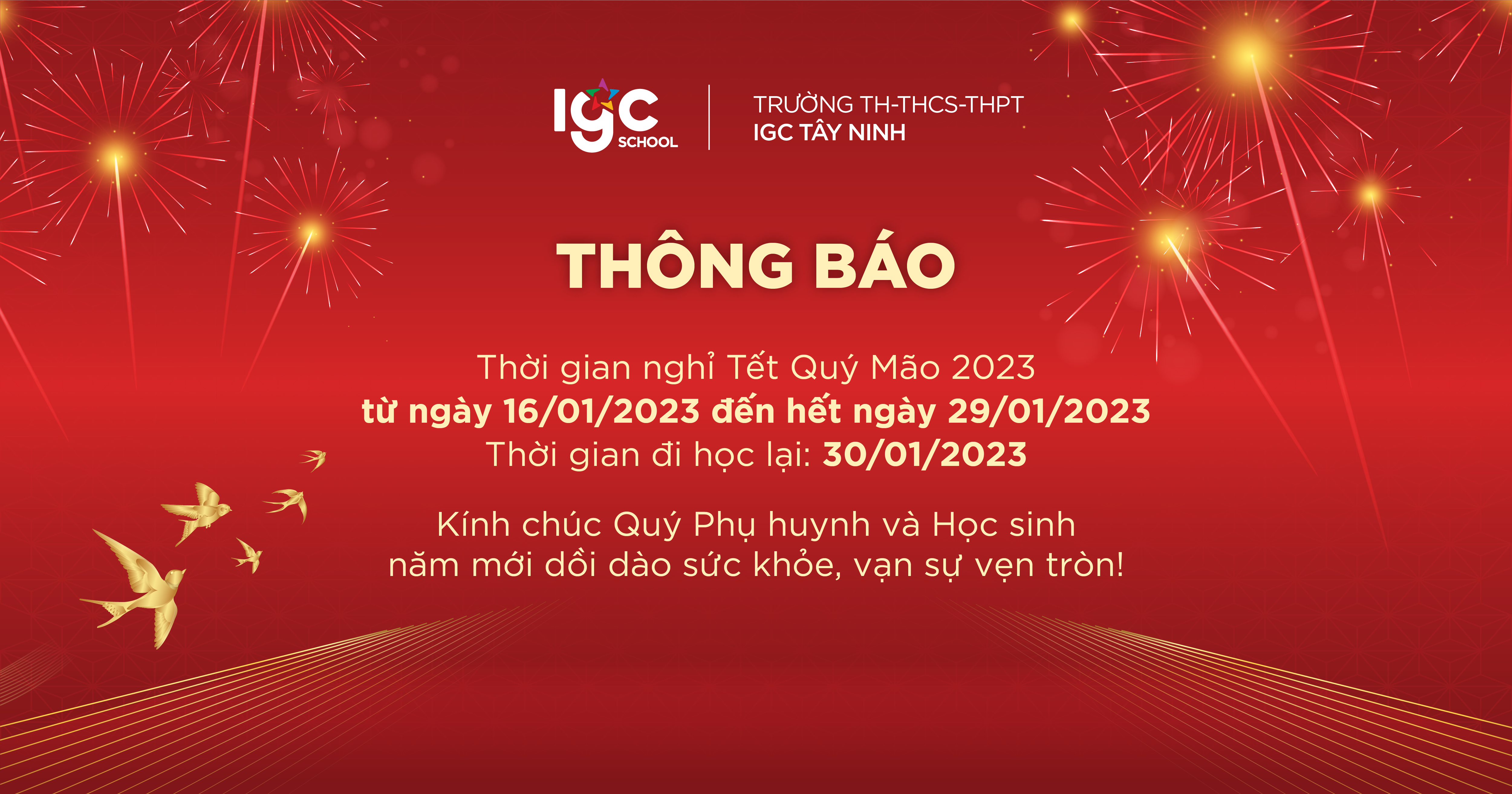 Thông báo lịch nghỉ Tết Nguyên Đán 2023