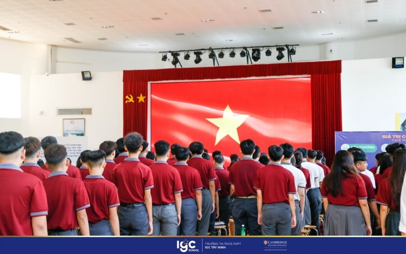 Buổi sinh hoạt chào cờ tại IGC Tây Ninh
