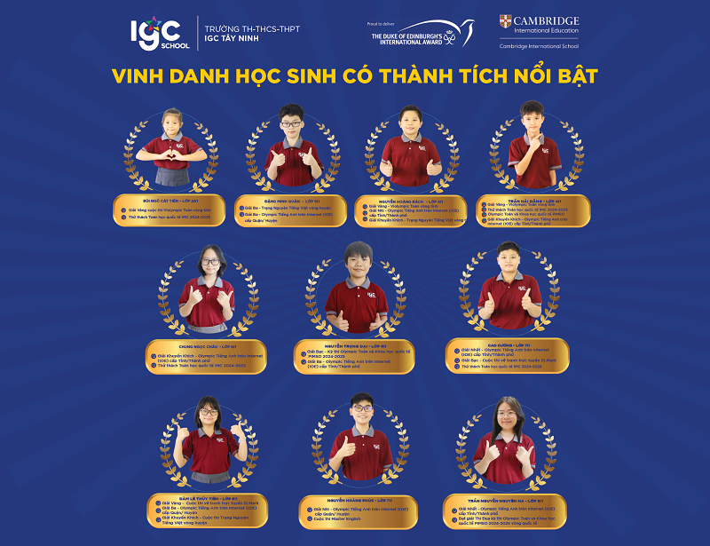 thành tích học sinh IGC Tây Ninh tốt 