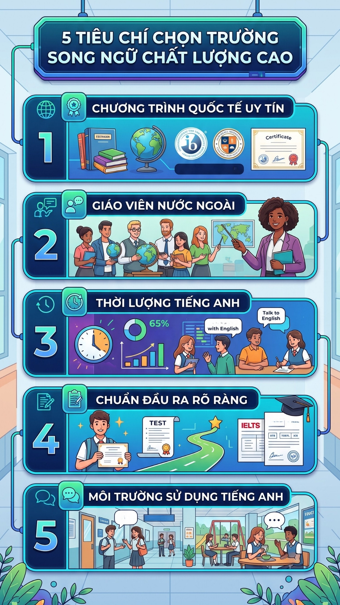5 tiêu chí chọn trường song ngữ chất lượng cao